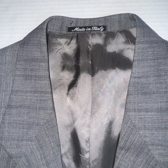 Mani By Giorgio Armani Blazer Gray Chevron Pattern Pure Virgin Wool 42L Italy - Picture 2 of 15